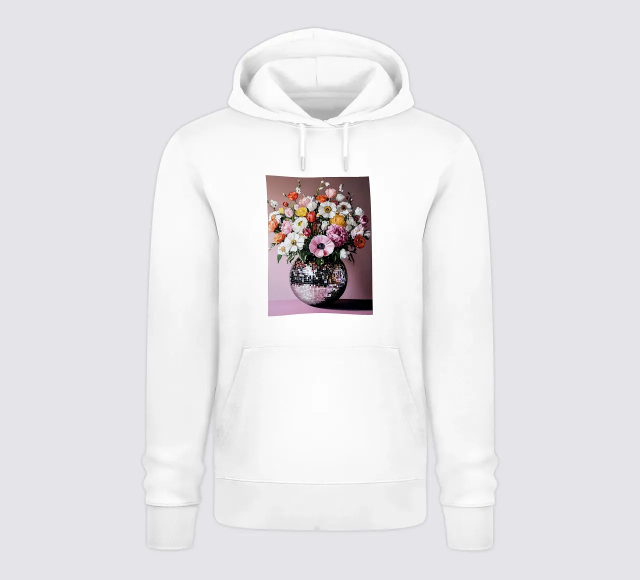 Palla da discoteca con fiori felpa con cappuccio da IamHomeStudio