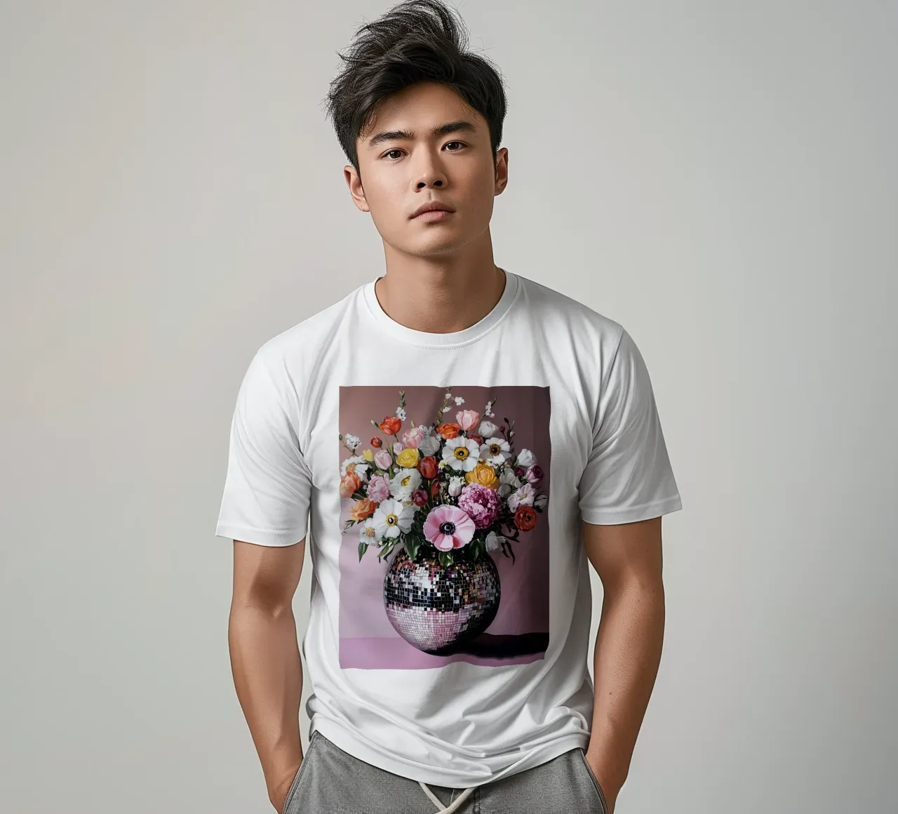 Palla da discoteca con fiori t-shirt da IamHomeStudio