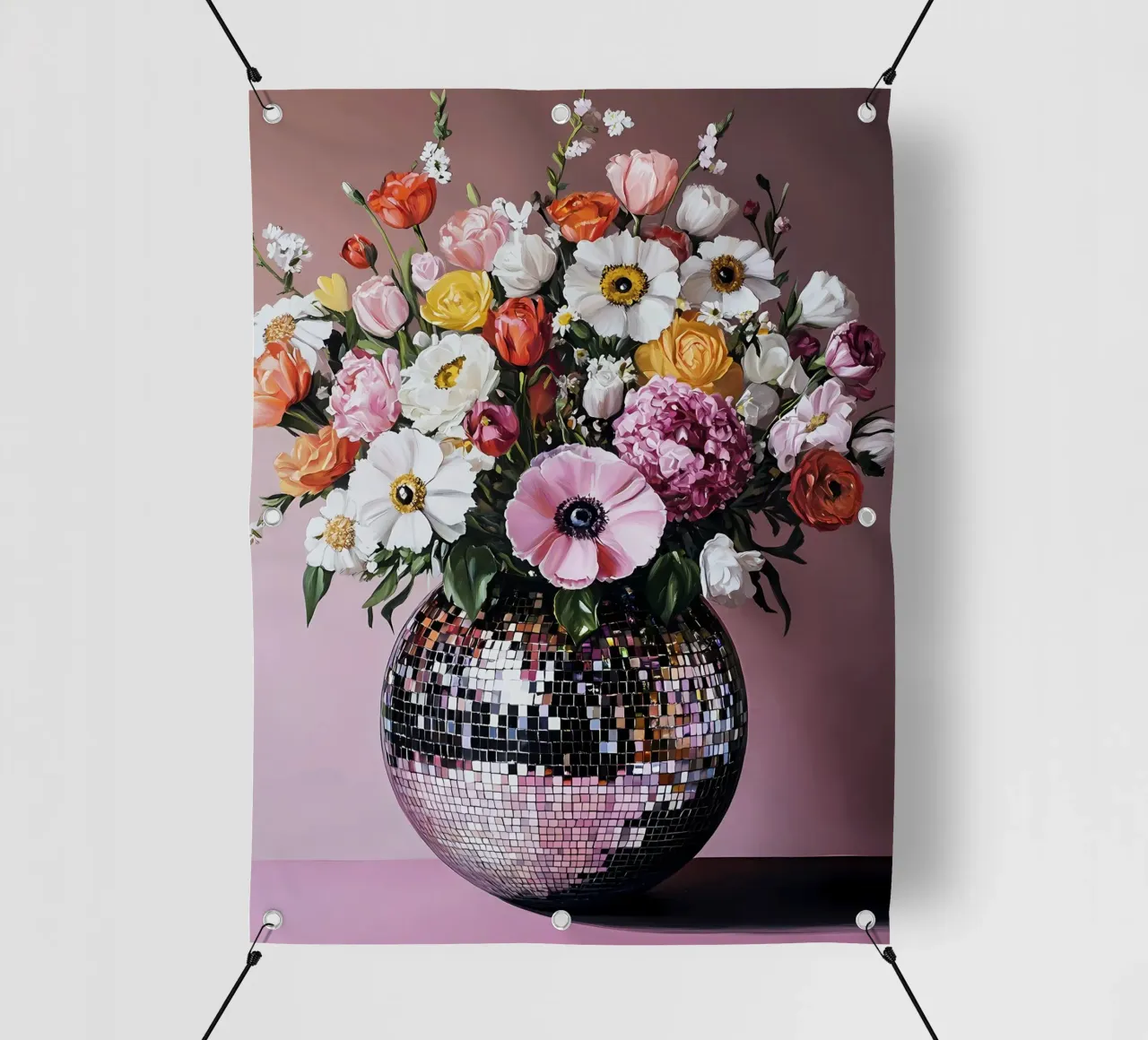 Palla da discoteca con fiori telo in pvc da IamHomeStudio