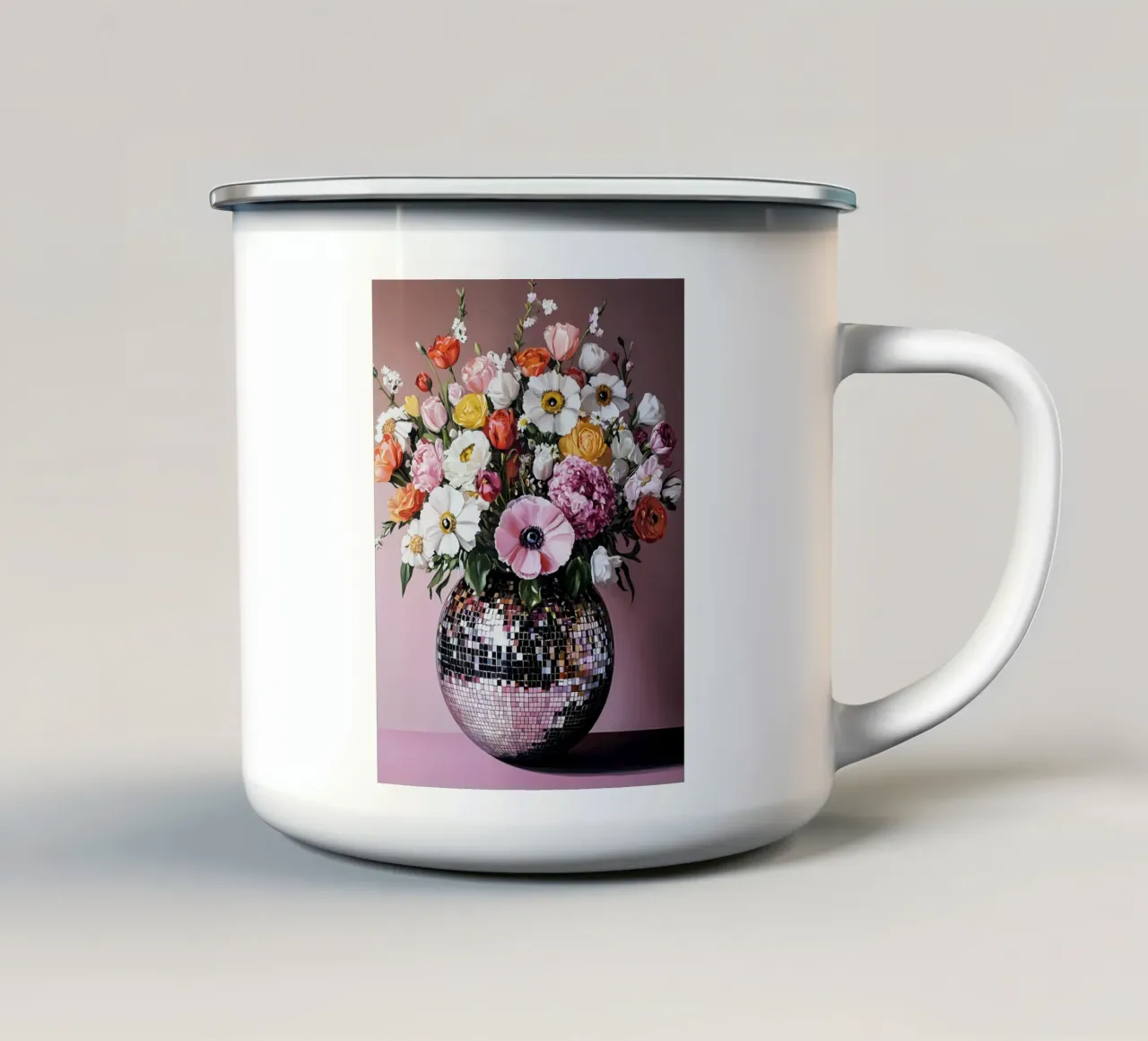 Palla da discoteca con fiori tazza in smalto da IamHomeStudio