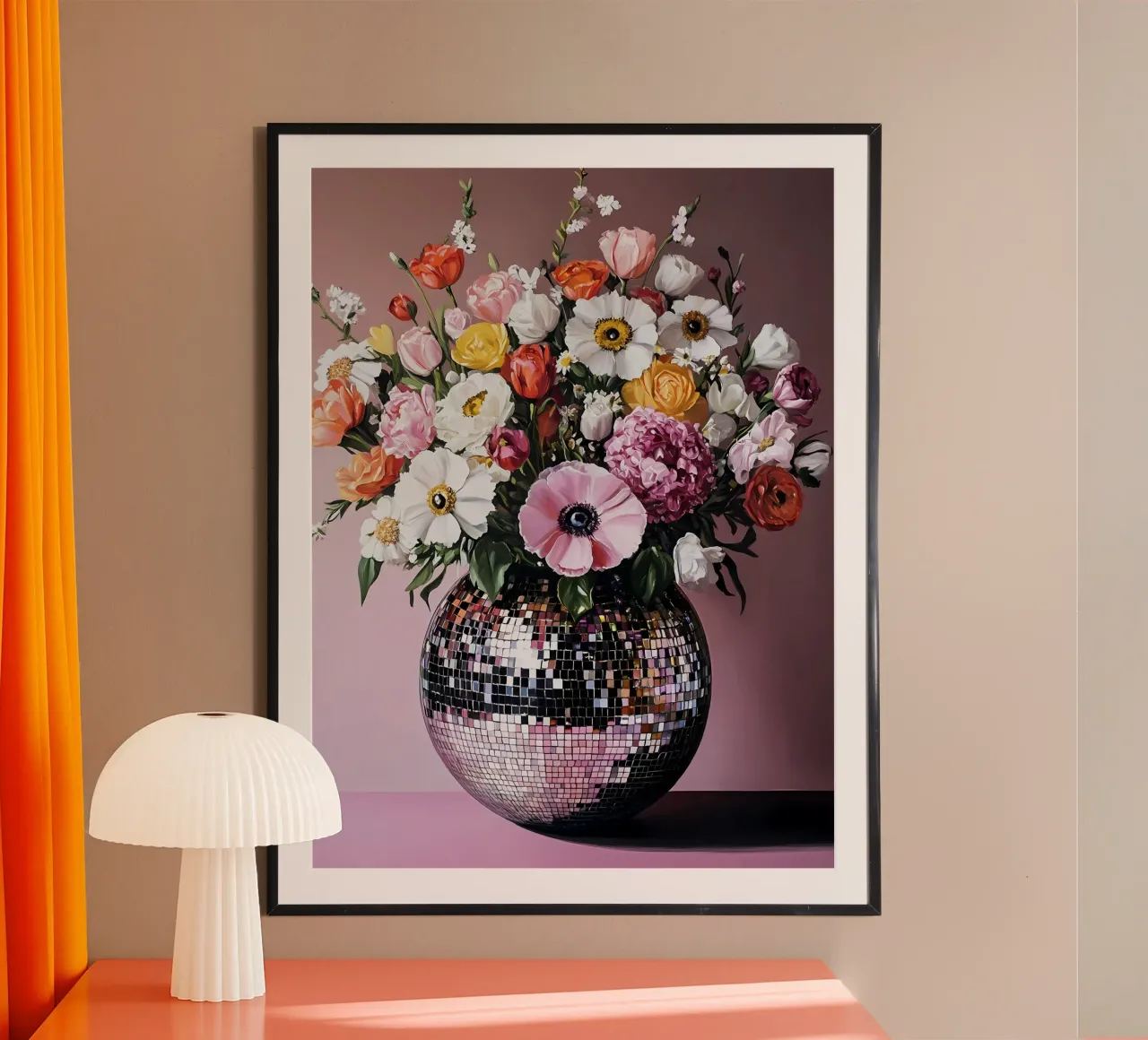 Palla da discoteca con fiori carta hahnemühle da IamHomeStudio