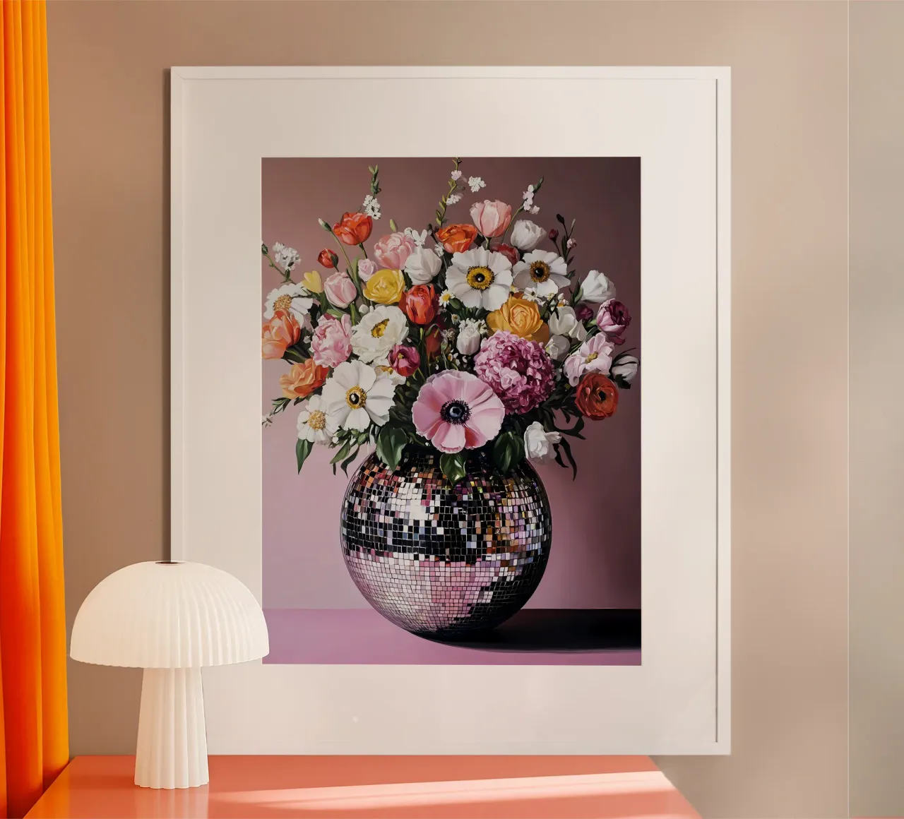 Palla da discoteca con fiori carta hahnemühle da IamHomeStudio