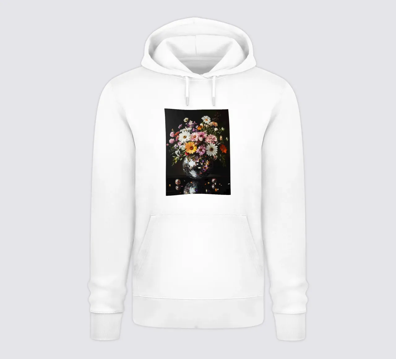 Palla da discoteca con fiori felpa con cappuccio da IamHomeStudio