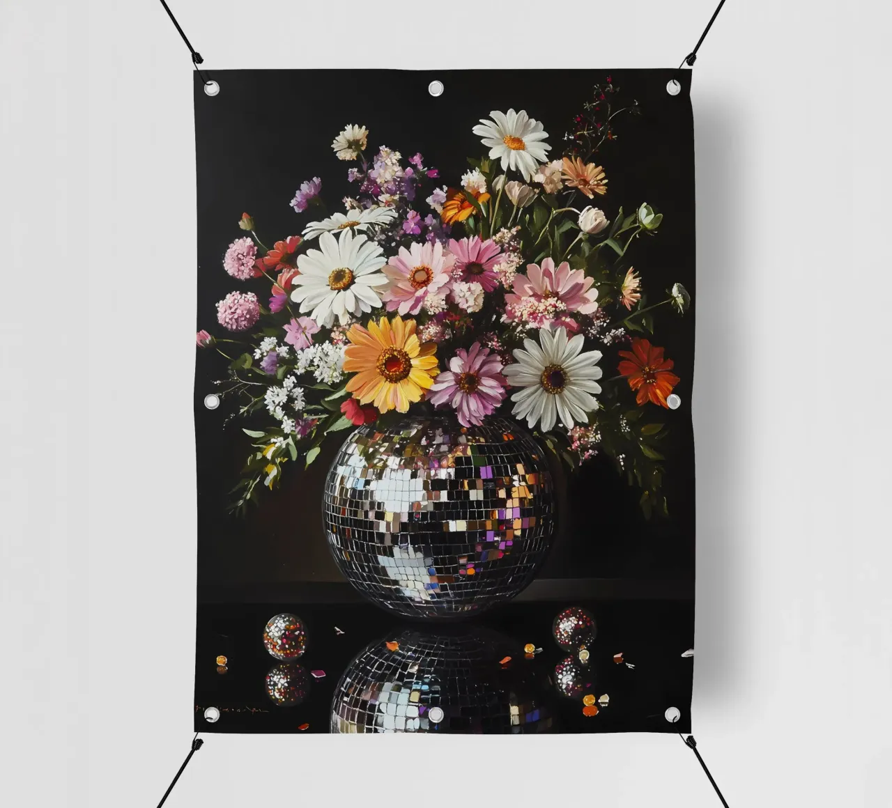 Palla da discoteca con fiori telo in pvc da IamHomeStudio