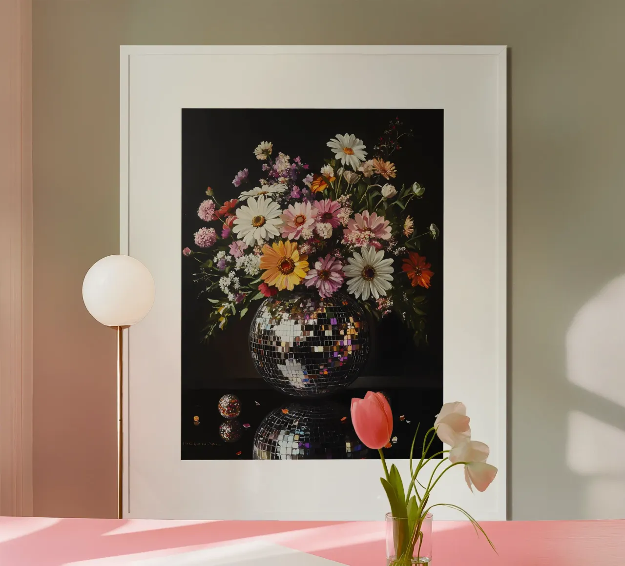 Palla da discoteca con fiori carta hahnemühle da IamHomeStudio