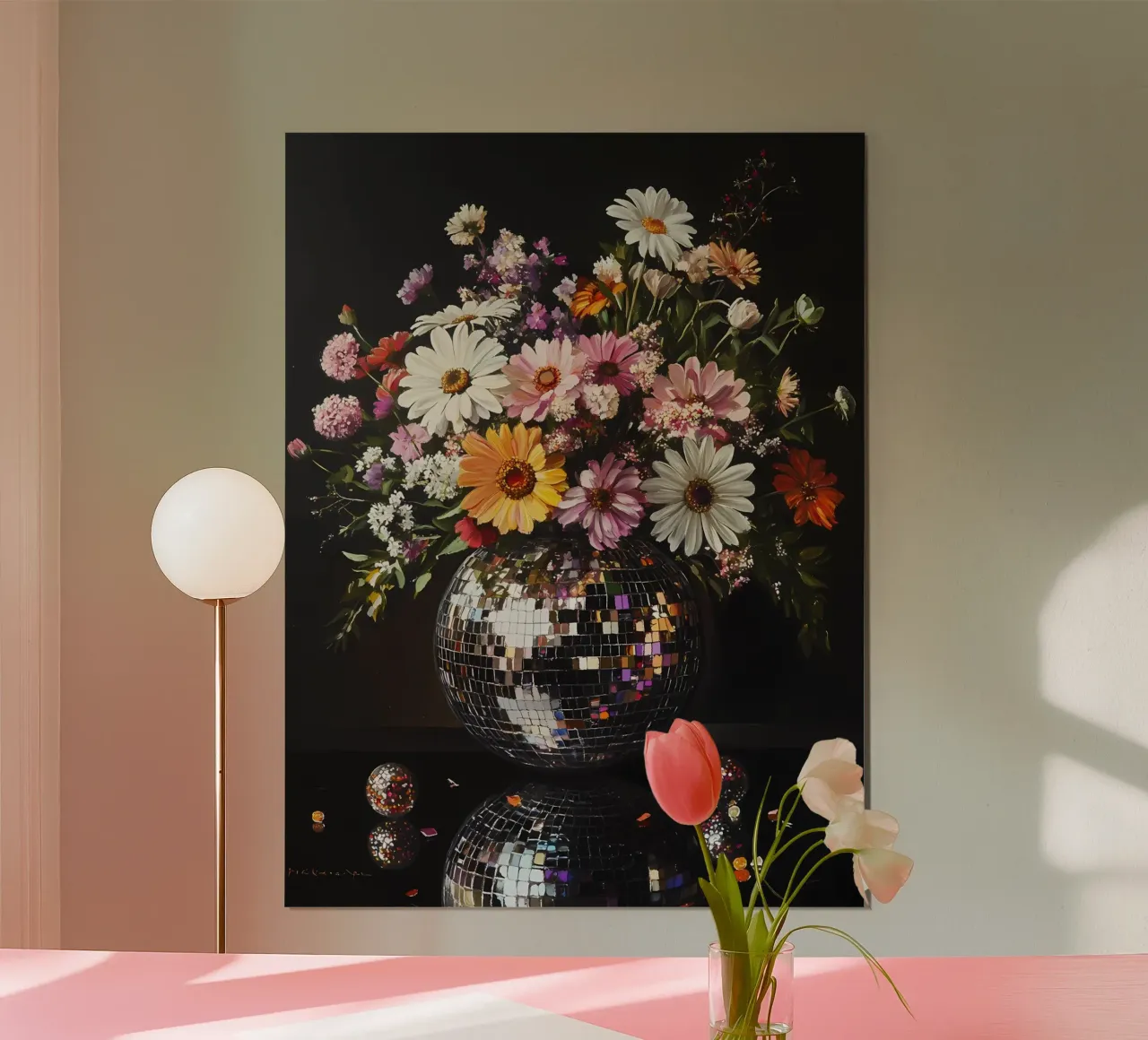Palla da discoteca con fiori carta hahnemühle da IamHomeStudio