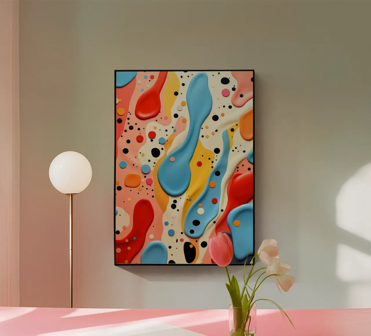 Terrazo patroon kunst acryl van Justyna Jaszke JBJart