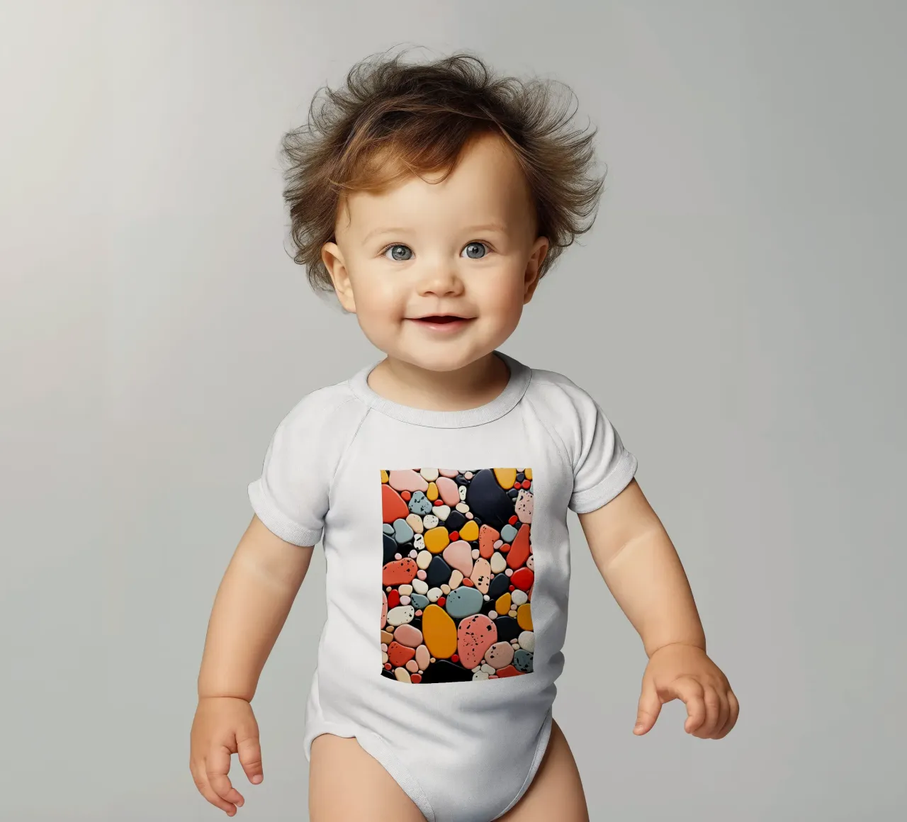 Terrazo pattern art body neonato maniche corte da Justyna Jaszke JBJart