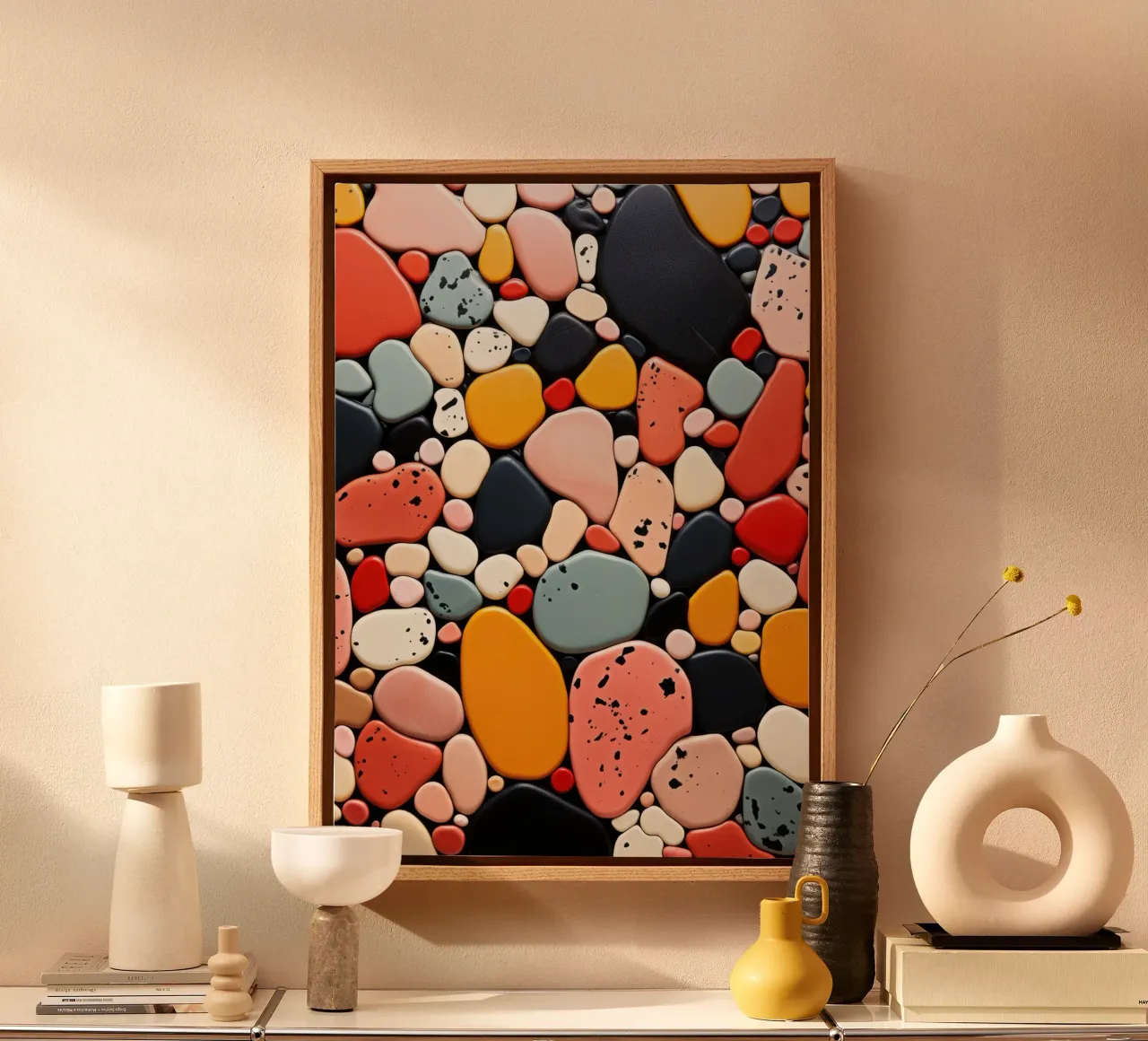 Terrazo pattern art tela con Cornice a cassetta da Justyna Jaszke JBJart