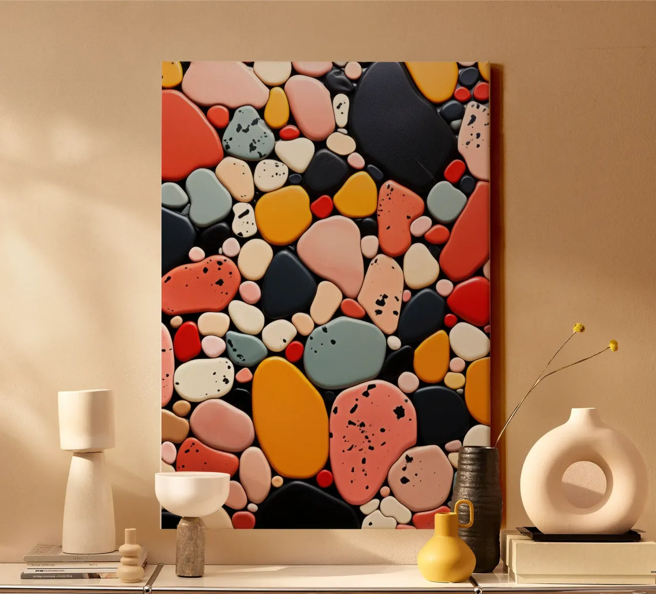 Terrazo pattern art tela con Cornice a cassetta da Justyna Jaszke JBJart