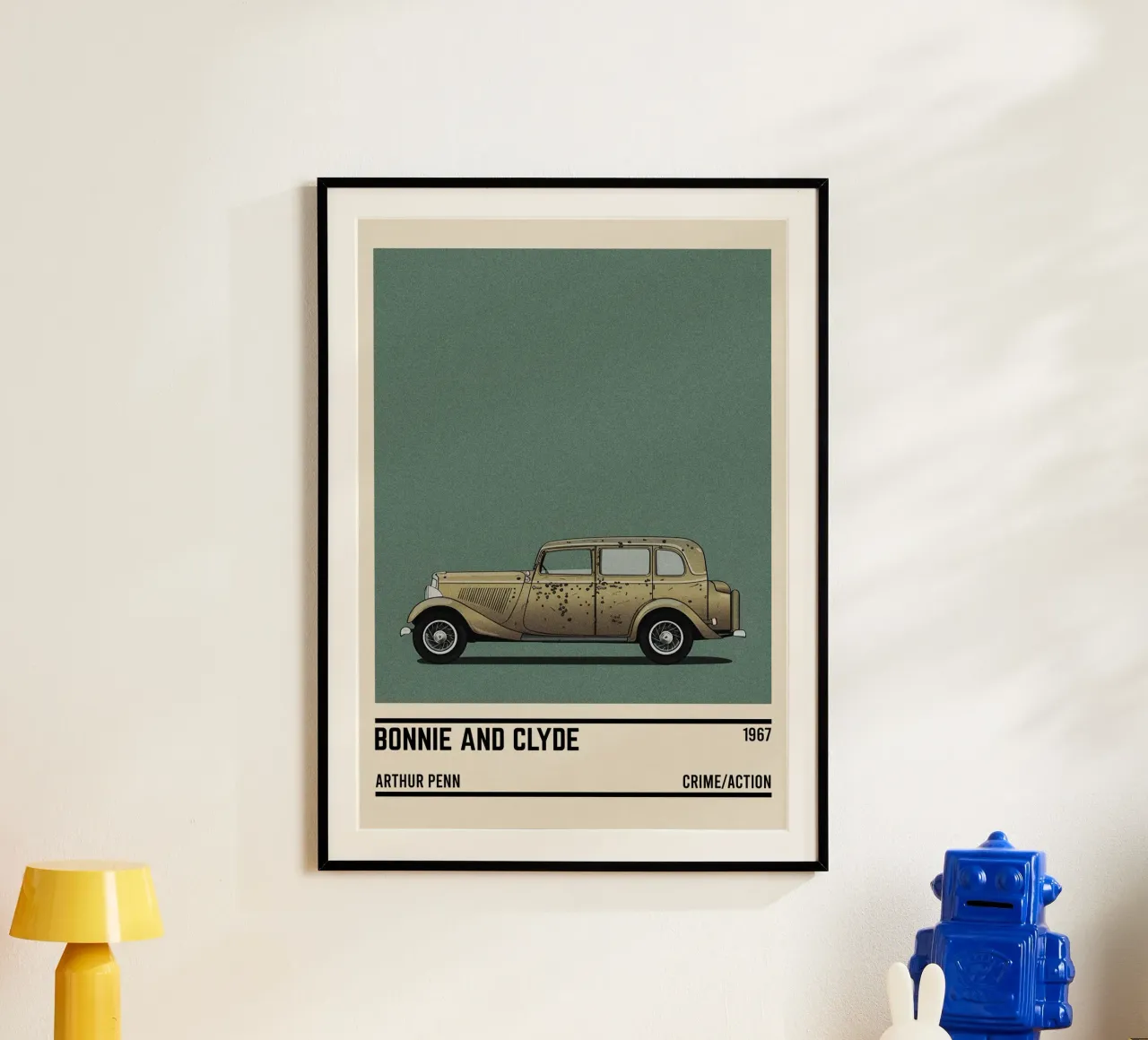Bonnie And Clyde car movie poster con telaio in alluminio da TheArtstudio