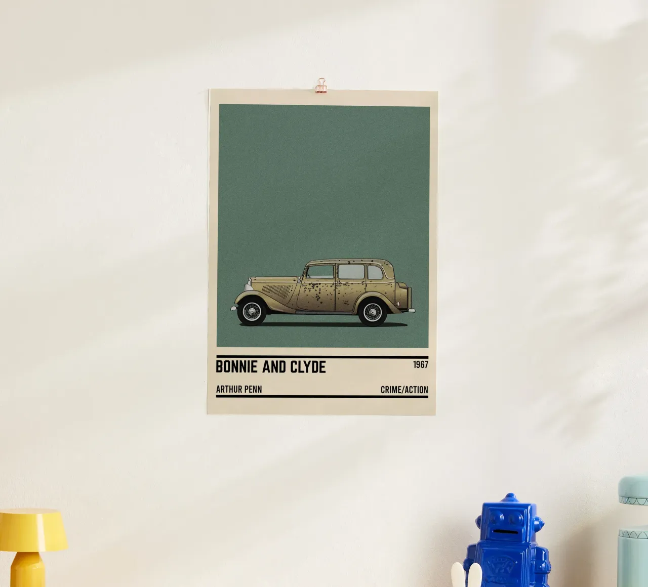 Bonnie And Clyde car movie poster con telaio in alluminio da TheArtstudio