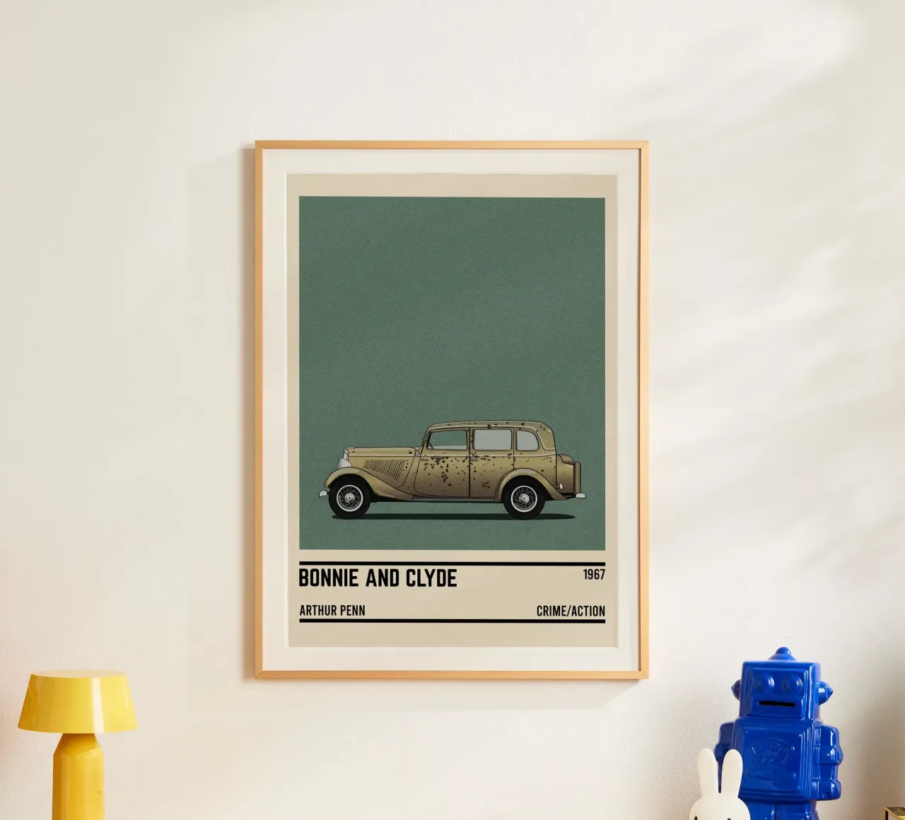 Bonnie And Clyde car movie poster con telaio in alluminio da TheArtstudio