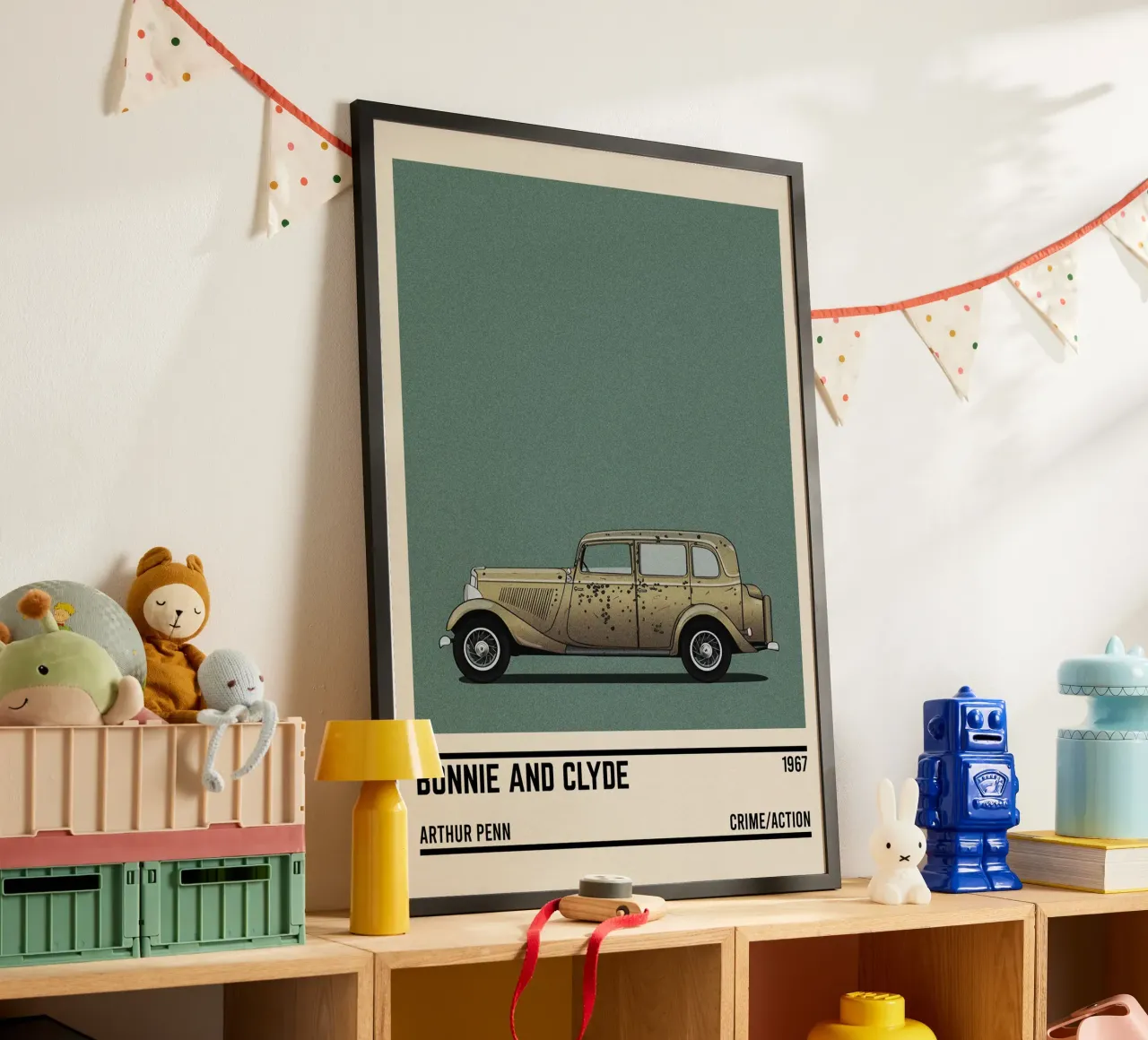 Bonnie And Clyde car movie poster con telaio in alluminio da TheArtstudio
