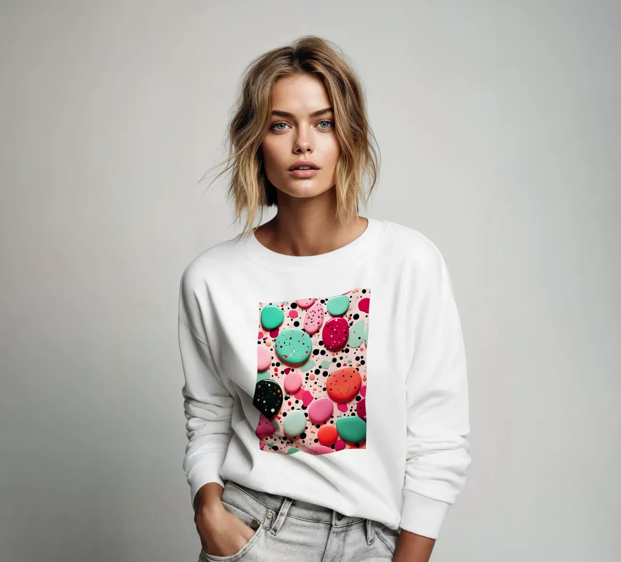 Terrazo pattern art sweatshirt by Justyna Jaszke JBJart