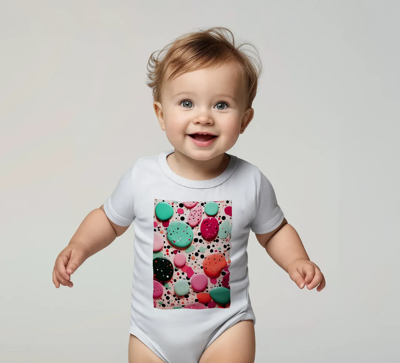 Terrazo pattern art body neonato maniche corte da Justyna Jaszke JBJart