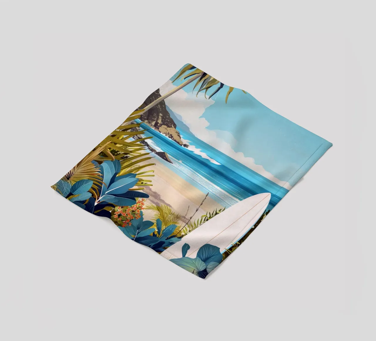 Tempo di surf sull'isola tropicale coperta in pile da Justyna Jaszke JBJart