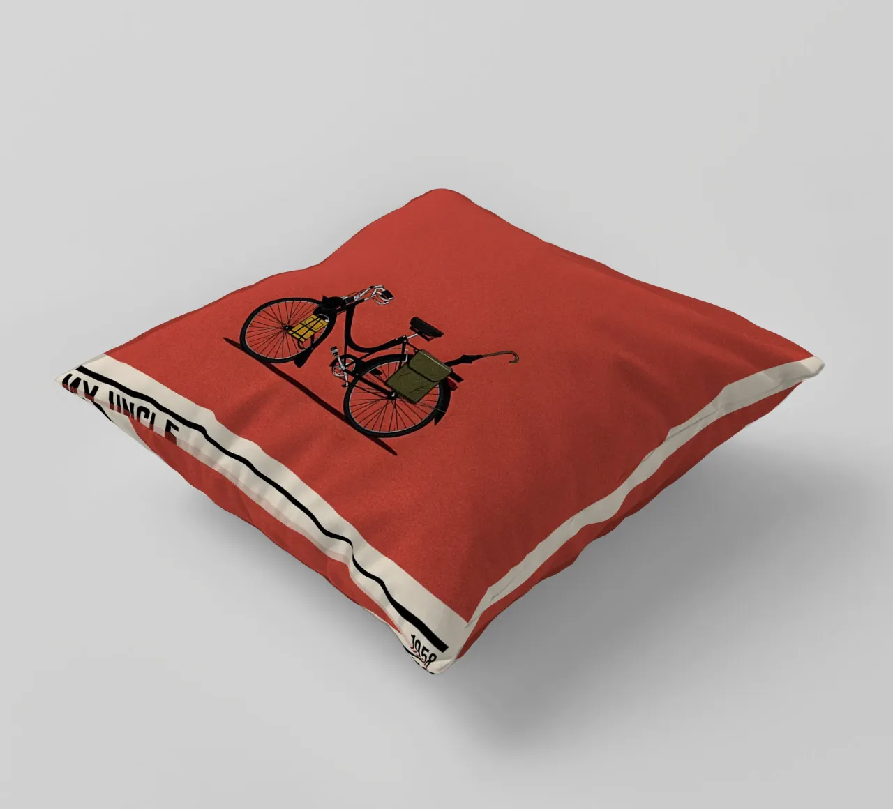 Mon Oncle bike movie decorative cushion by TheArtstudio
