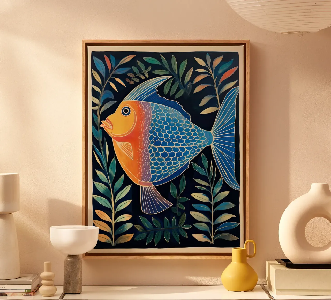 Diep in de zee canvas met Baklijst van DaarbyN