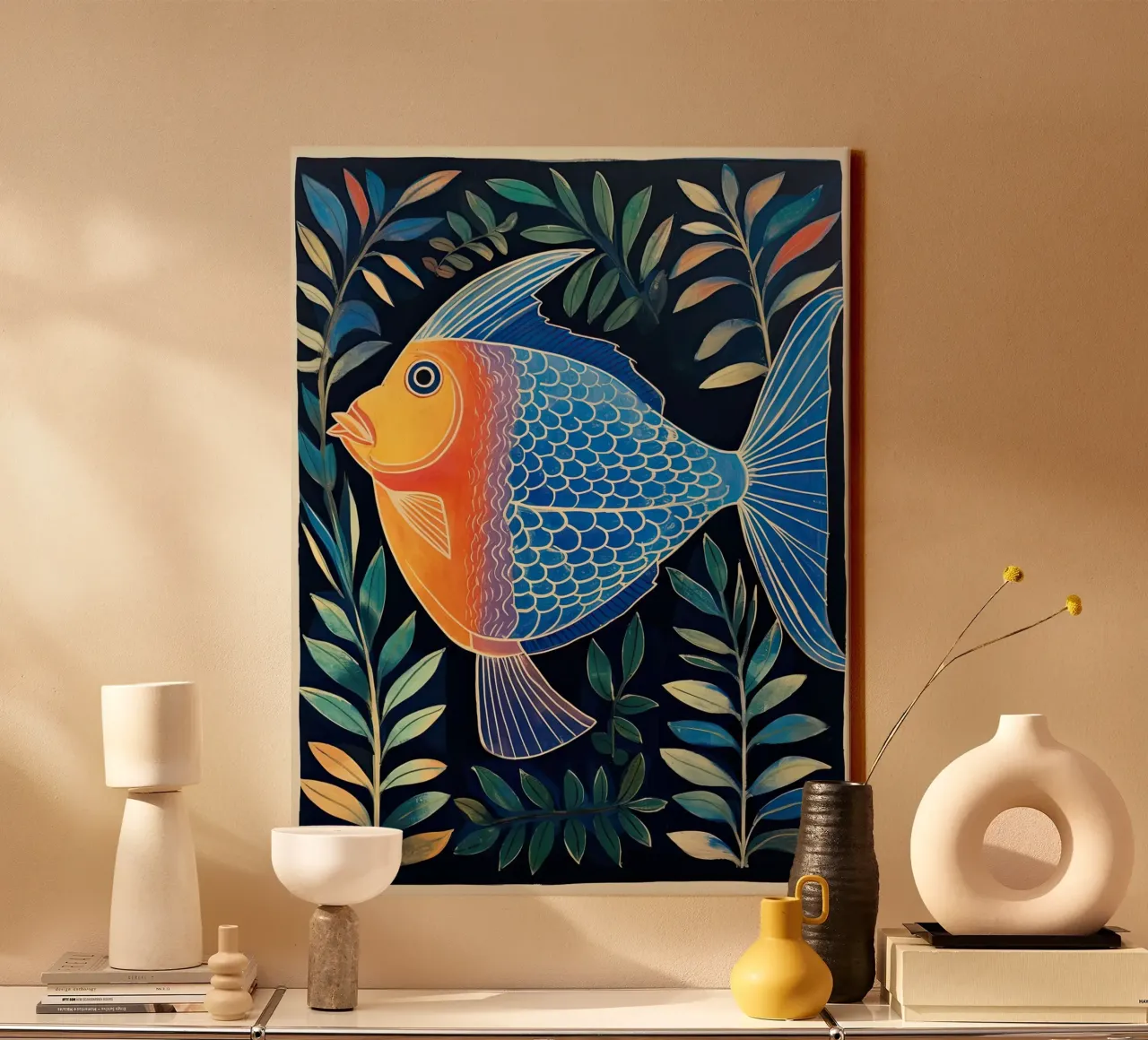 Diep in de zee canvas met Baklijst van DaarbyN