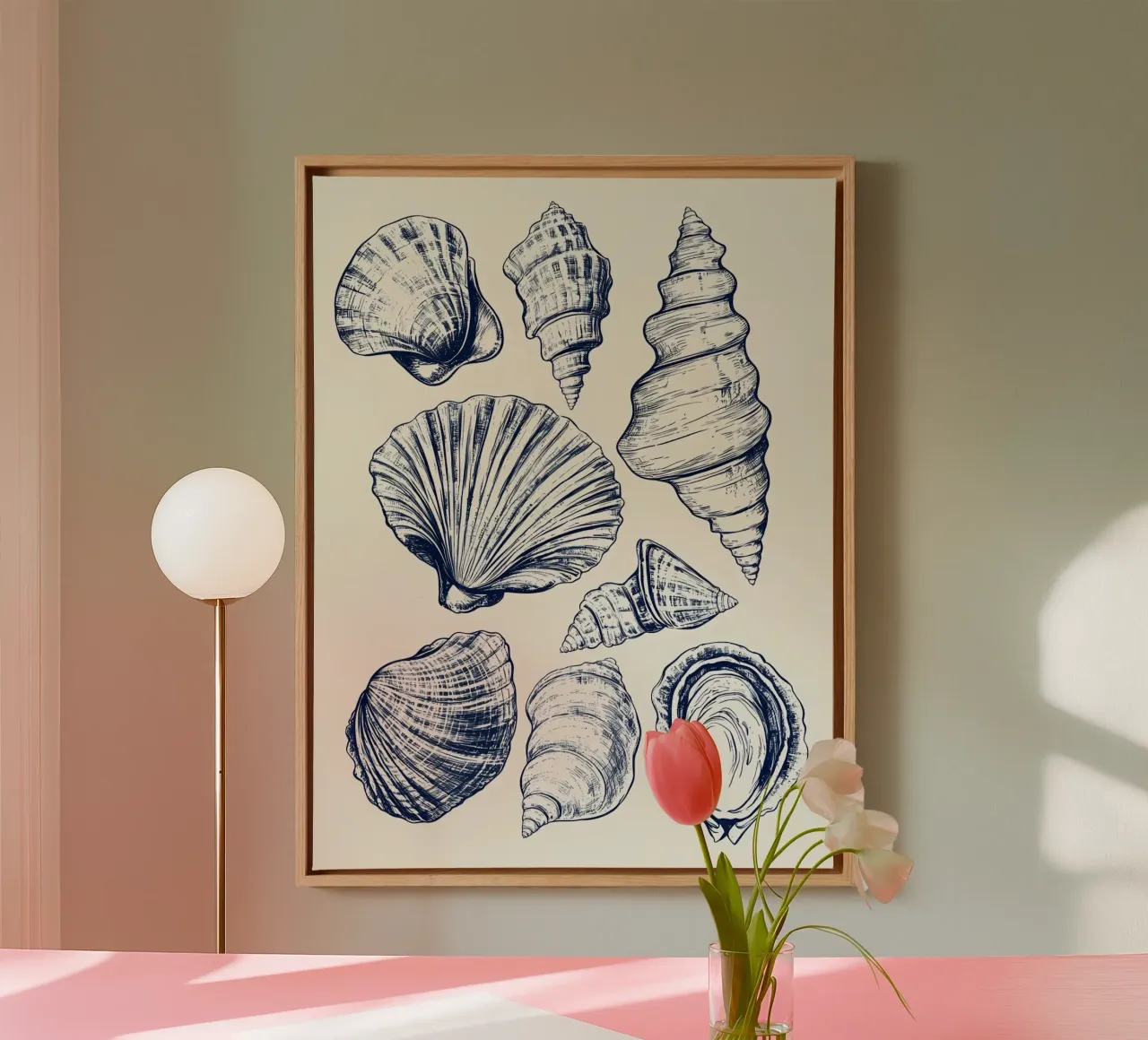 Conchiglie di mare tela con Cornice a cassetta da IamHomeStudio