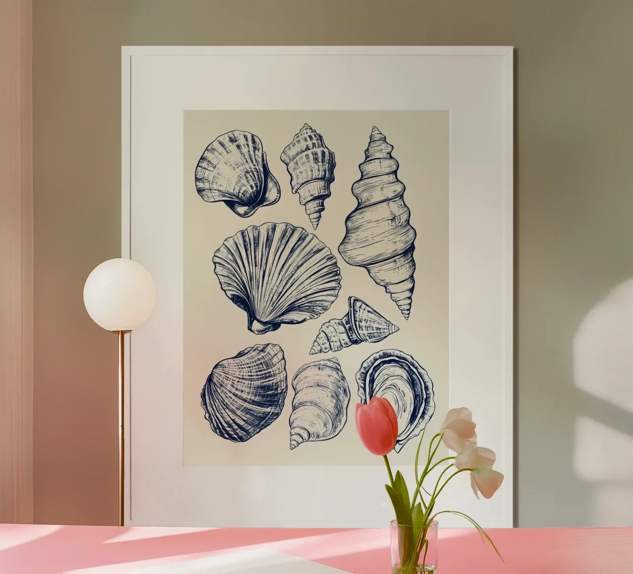 Conchiglie di mare poster con telaio in alluminio da IamHomeStudio