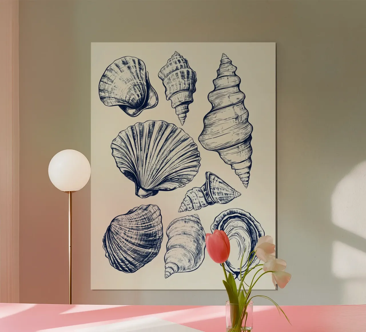 Conchiglie di mare poster con telaio in alluminio da IamHomeStudio