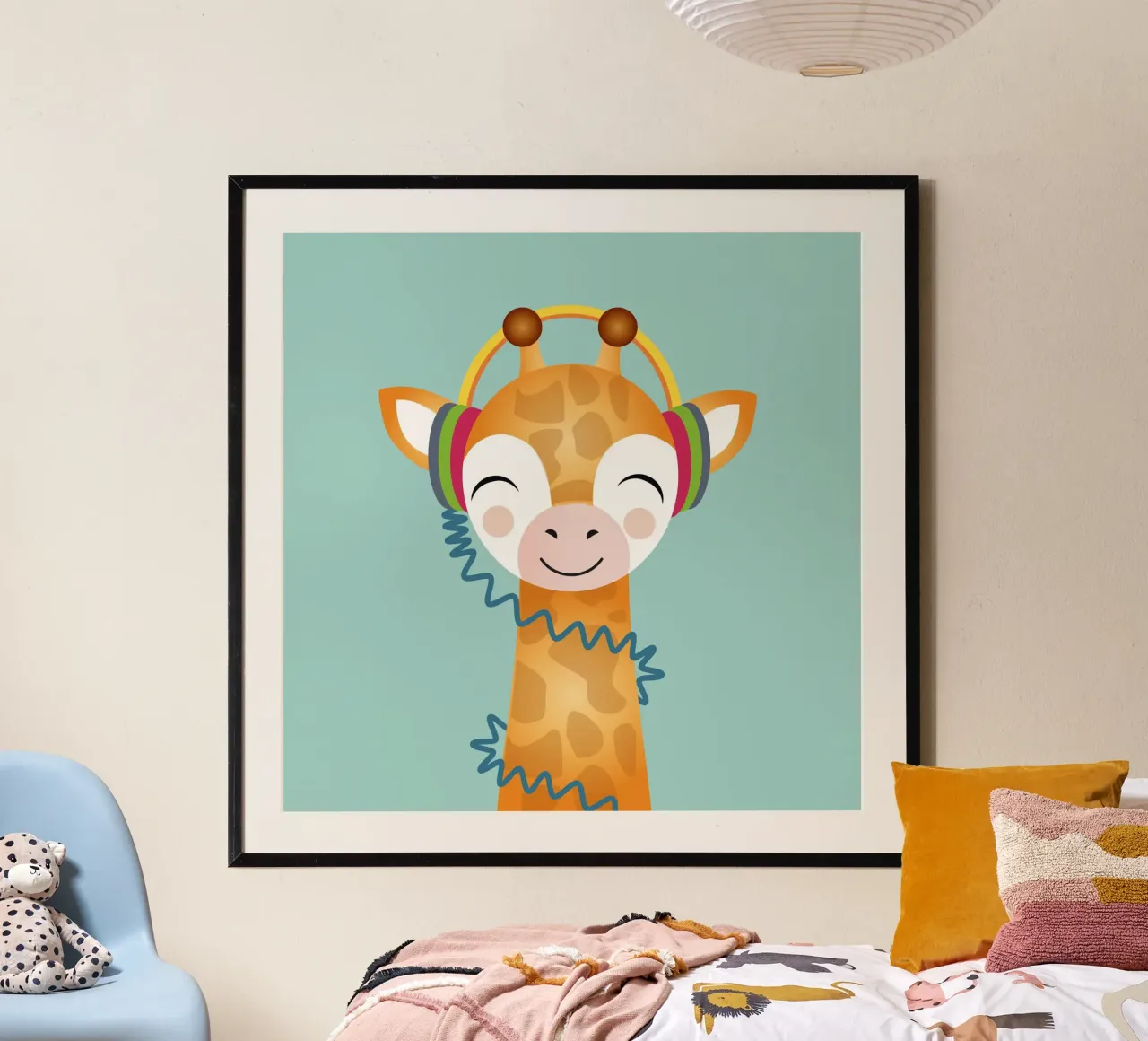 Allegra giraffa con cuffie - design per amanti della musica poster da namosh