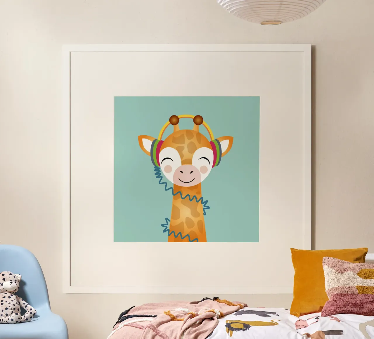 Allegra giraffa con cuffie - design per amanti della musica poster da namosh