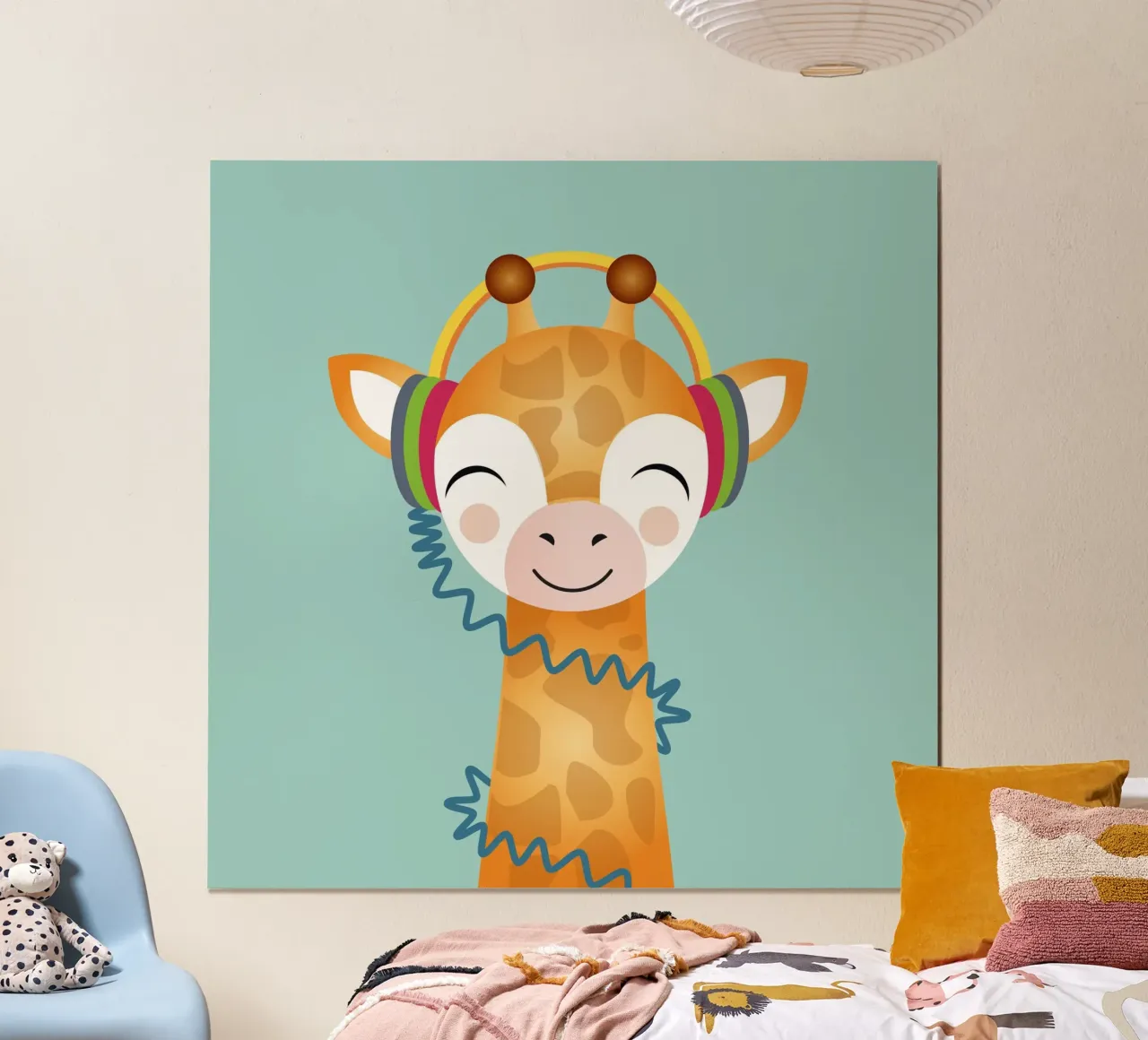 Allegra giraffa con cuffie - design per amanti della musica poster da namosh