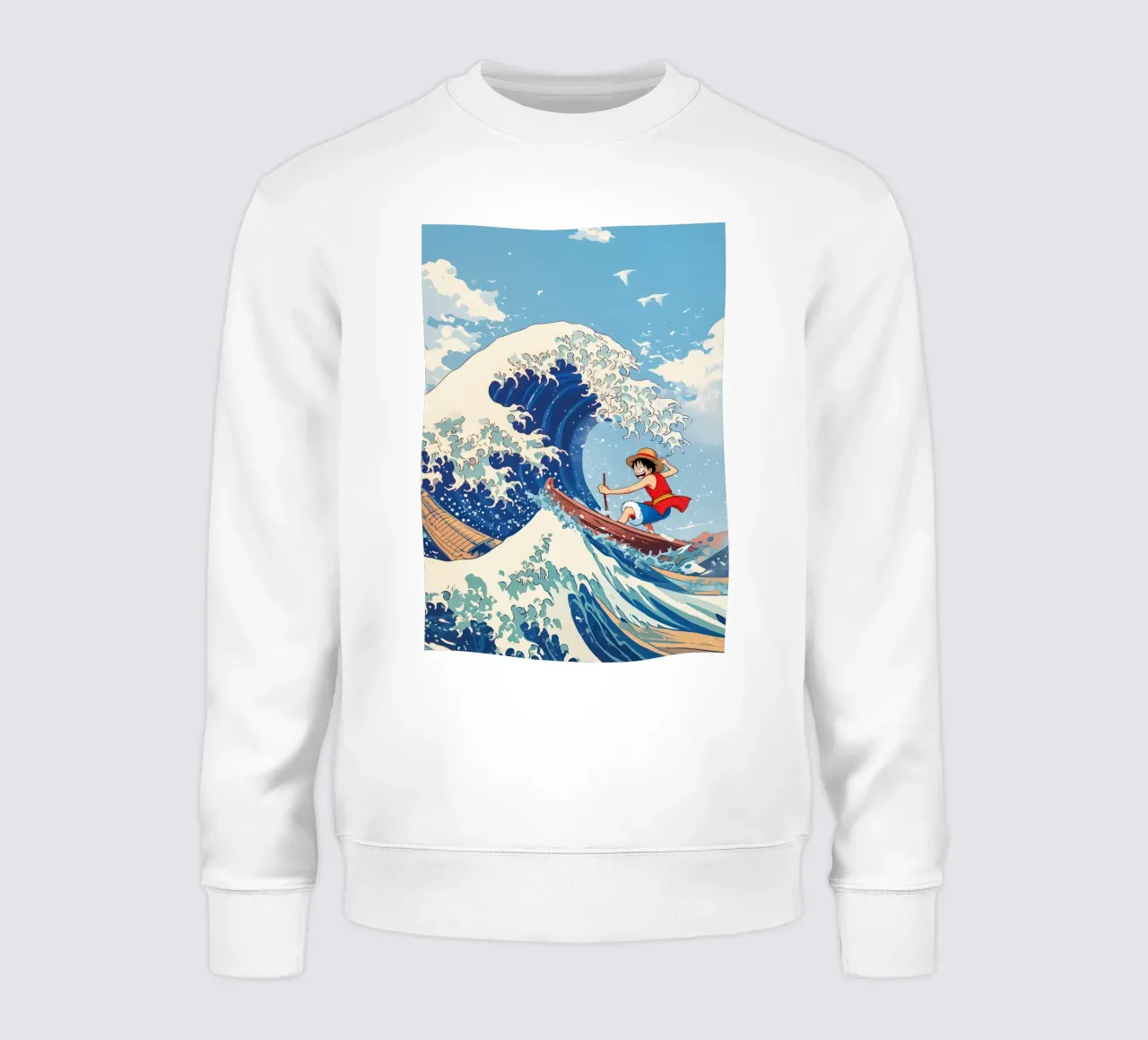Luffy From One Piece surfing on The Great Wave off Kanagawa felpa da CreativeStudio