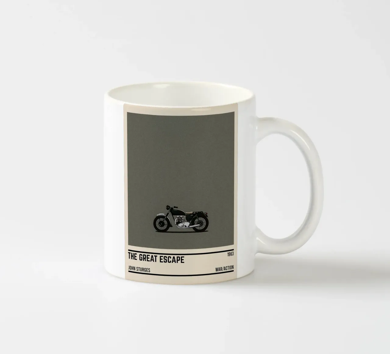The Great Escape motorcycle ceramic mug by TheArtstudio