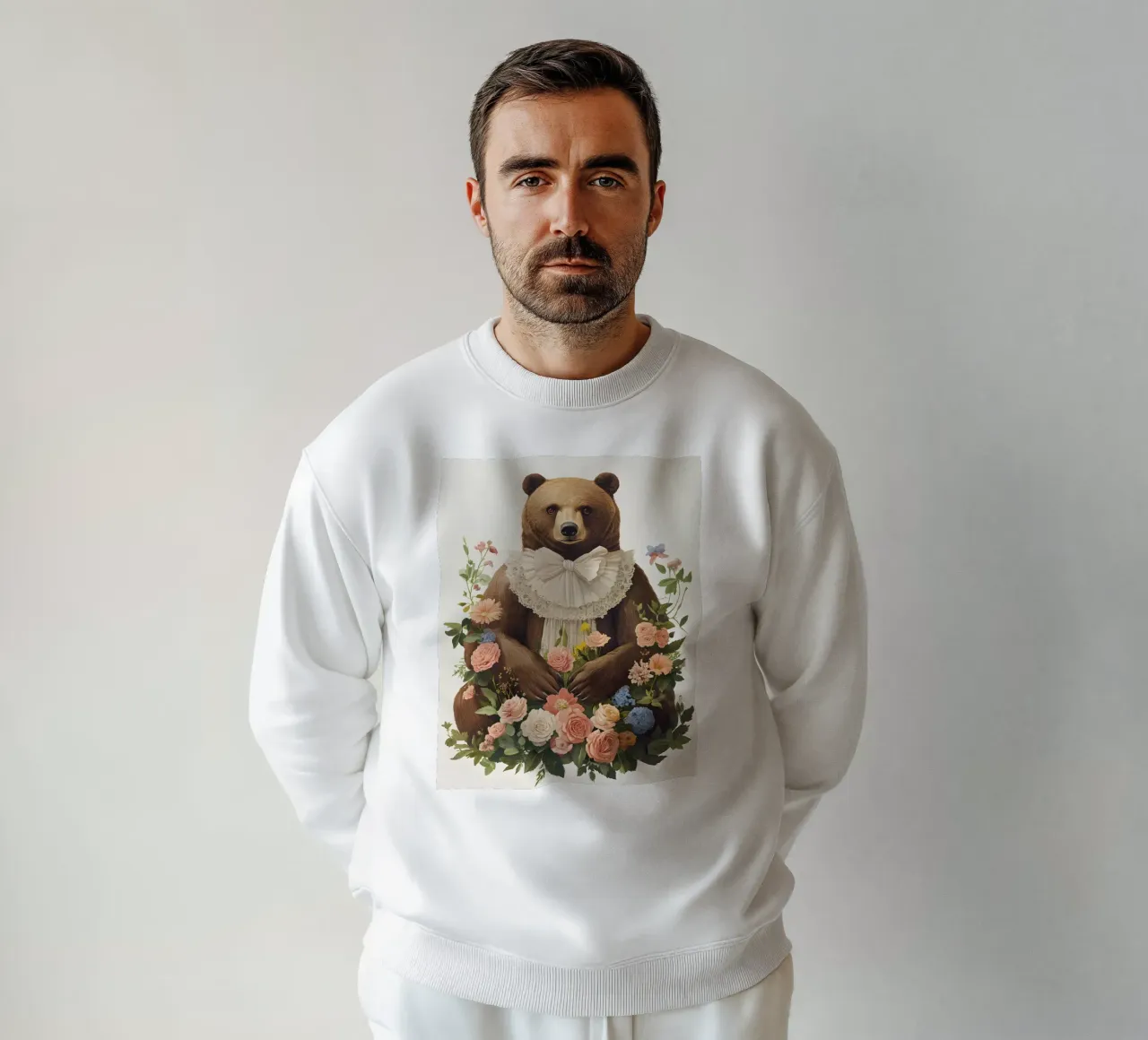 Orso vintage con fiori felpa da IamHomeStudio