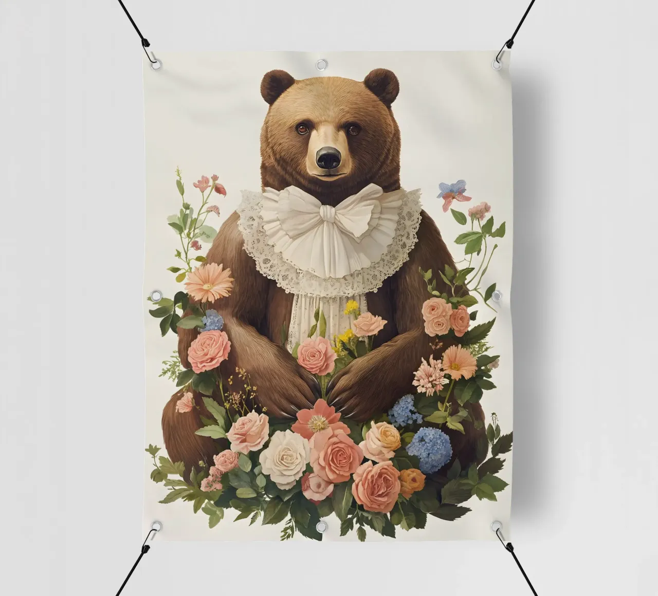 Orso vintage con fiori telo in pvc da IamHomeStudio