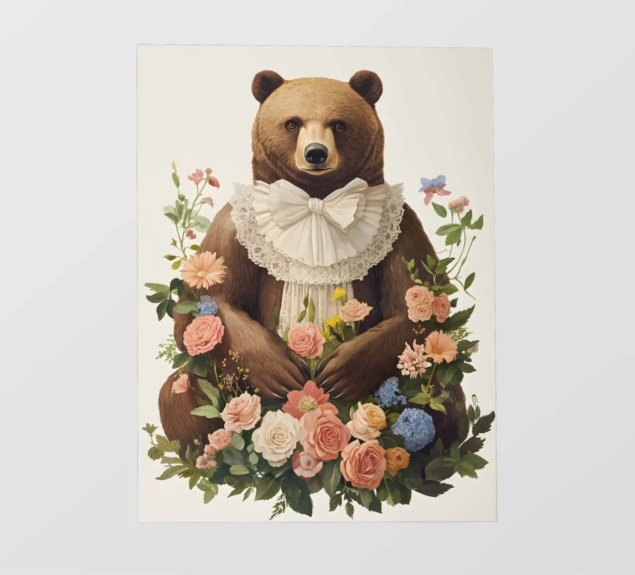 Orso vintage con fiori telo in pvc da IamHomeStudio