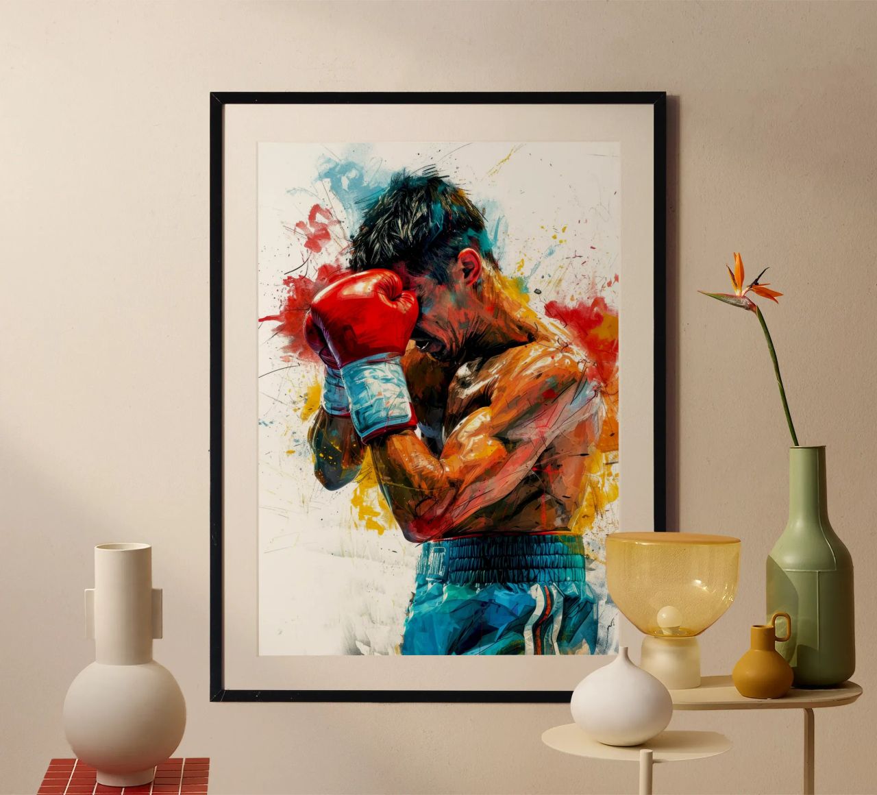 Boxer sport art poster by Justyna Jaszke JBJart