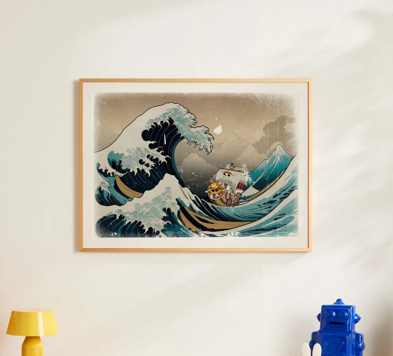 One piece Japan Wave poster con telaio in legno da CreativeStudio