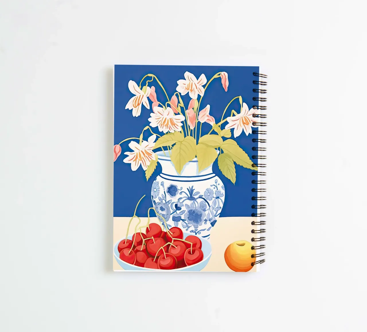 Cherries and Flowers spiral notebook by DaarbyN