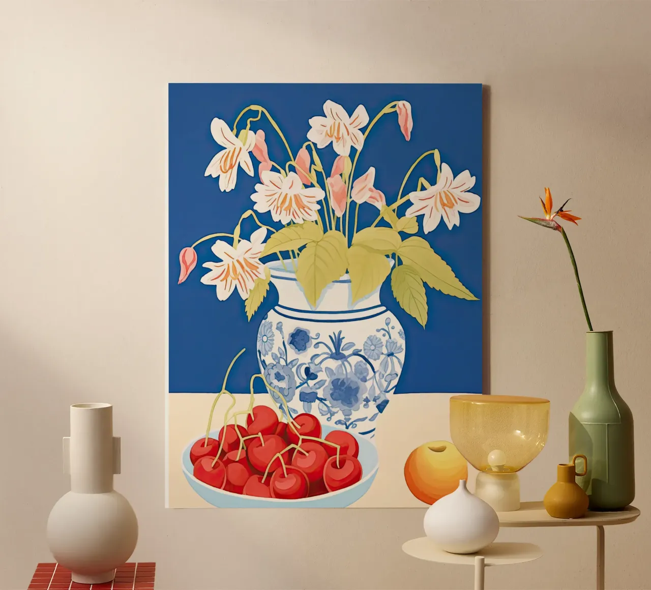 Ciliegie e fiori tela da DaarbyN