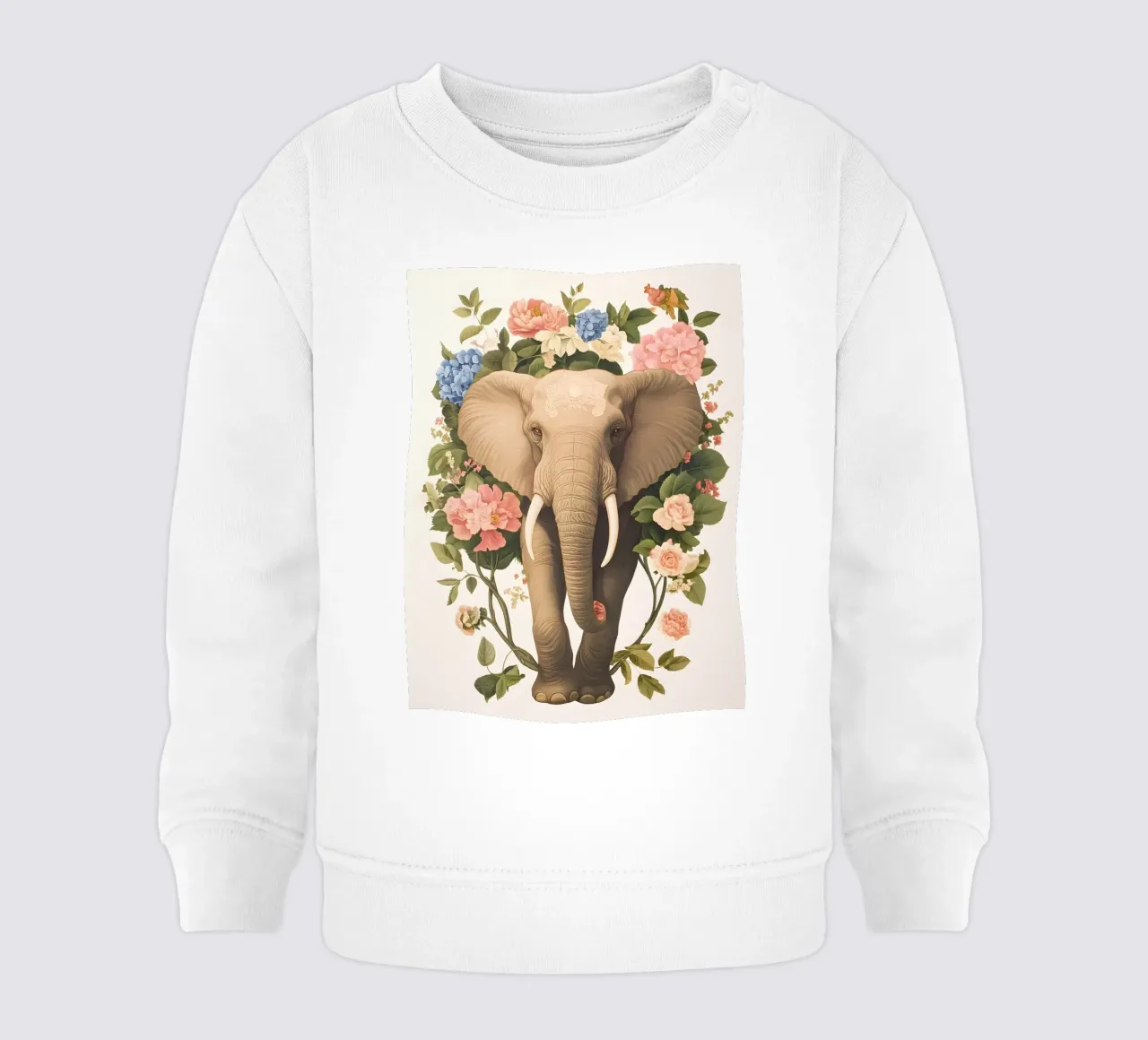 Elefante con fiori felpa neonato da IamHomeStudio