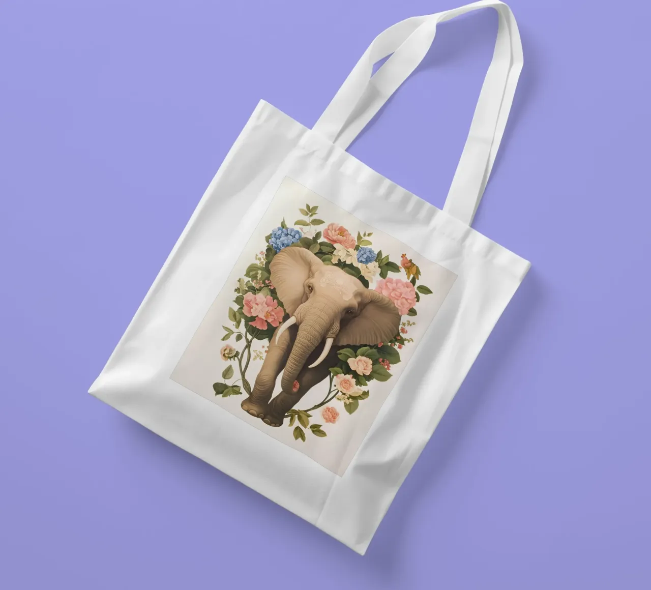 Elefante con fiori borsa in juta da IamHomeStudio