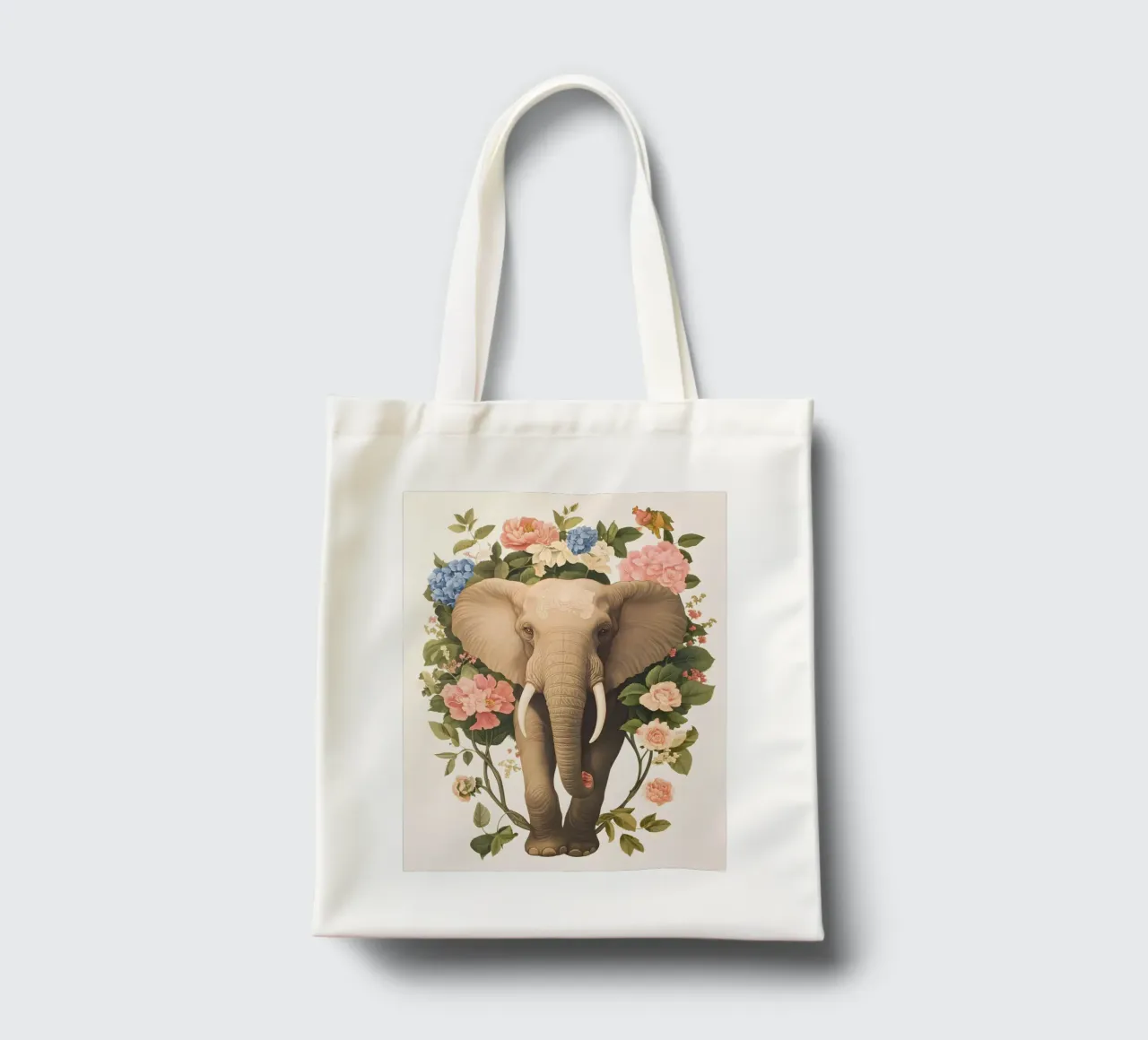 Elefante con fiori borsa in juta da IamHomeStudio