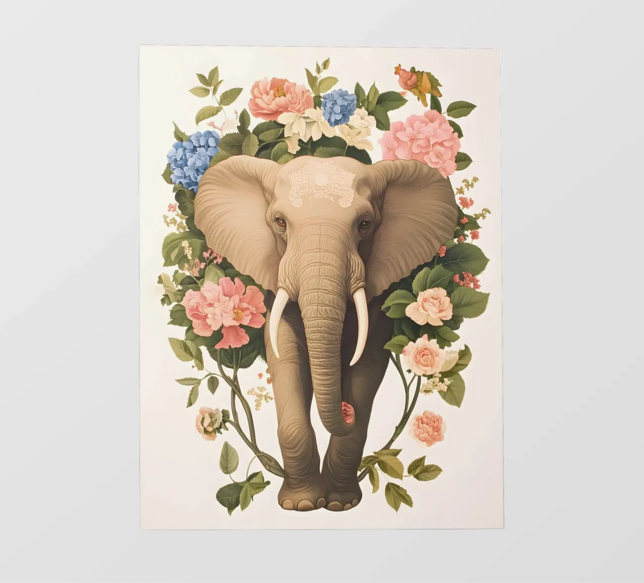 Elefante con fiori telo in pvc da IamHomeStudio
