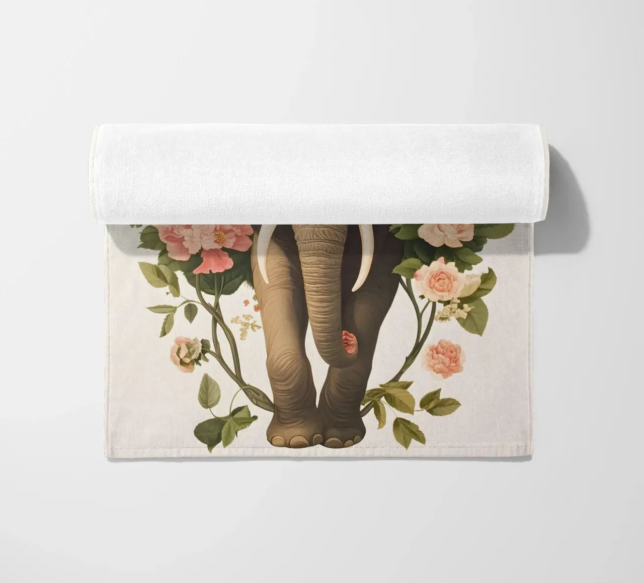Elefante con fiori telo mare da IamHomeStudio