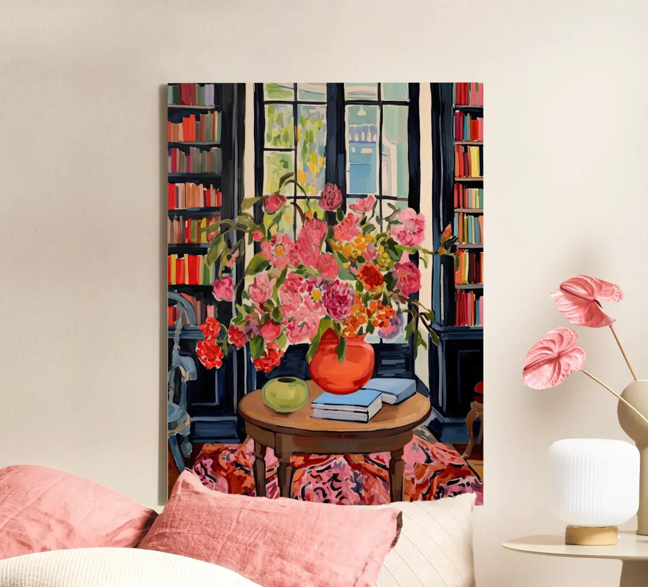 Library In Full Bloom canvas with Floater frame by DaarbyN