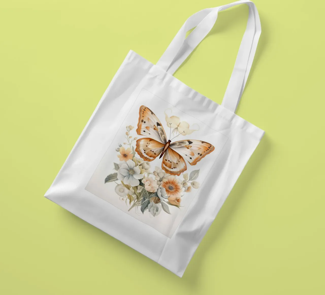 Butterfly with flowers tote bag by IamHomeStudio