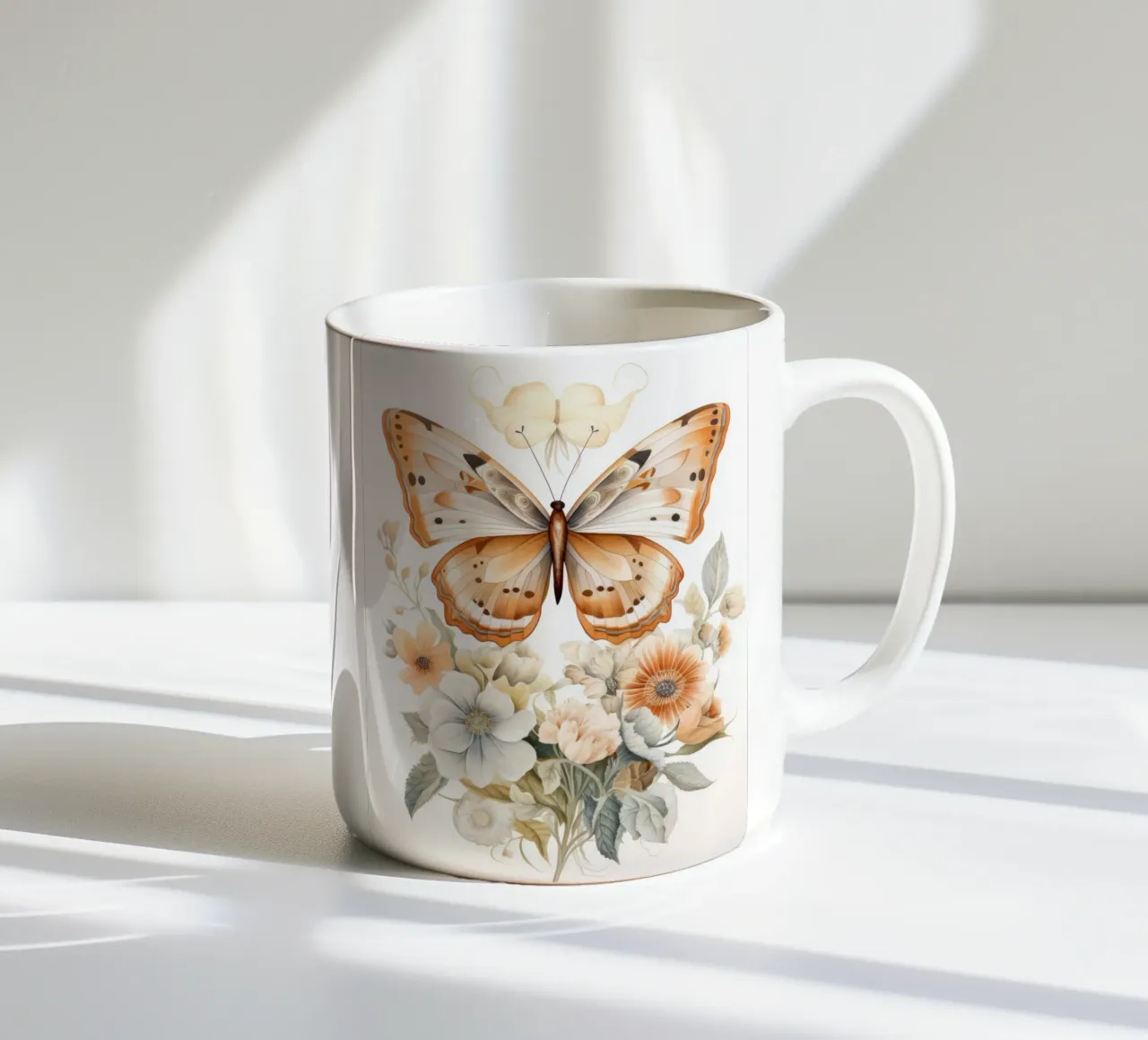 Butterfly with flowers tazza in ceramica da IamHomeStudio
