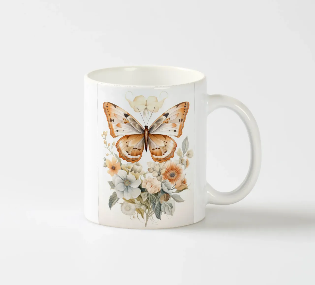 Butterfly with flowers tazza in ceramica da IamHomeStudio
