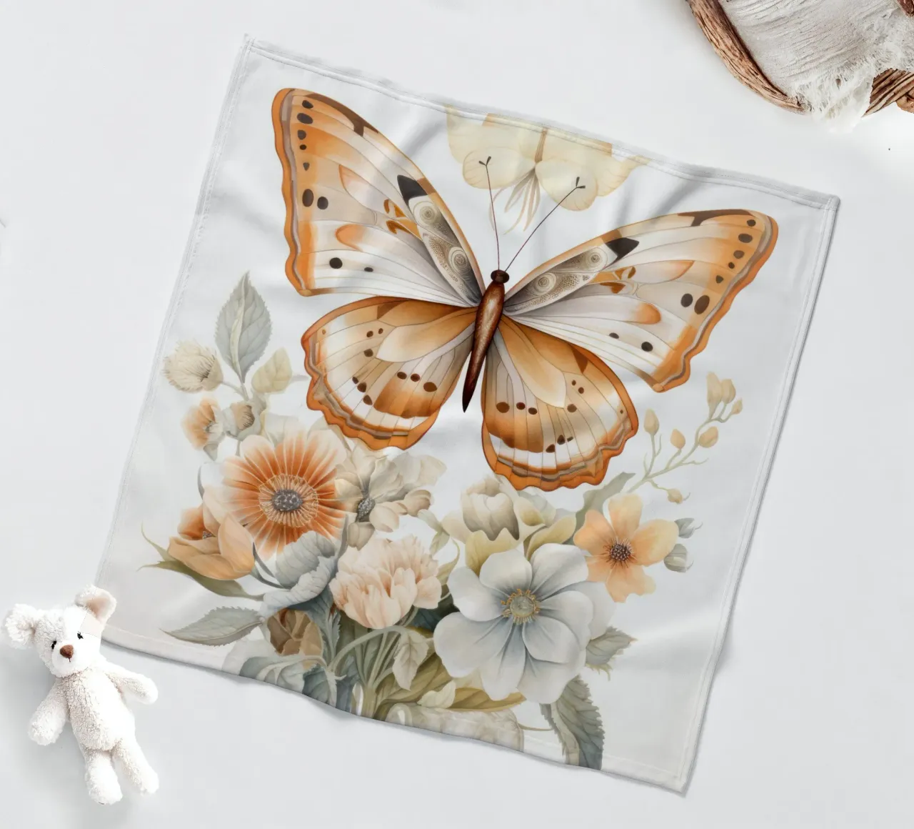 Butterfly with flowers coperta in pile da IamHomeStudio