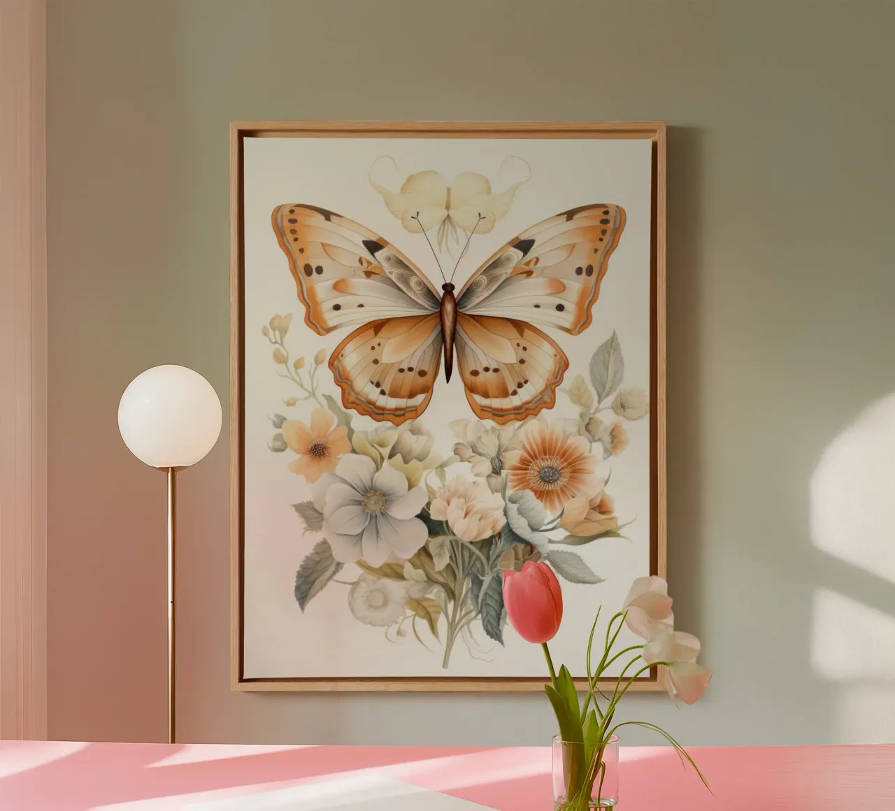 Butterfly with flowers canvas by IamHomeStudio
